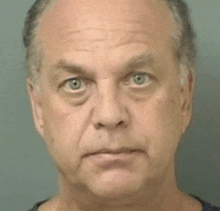 a man with gray hair and green eyes is looking at the camera in a mug shot .