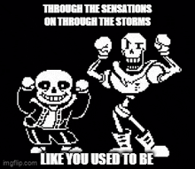 sans and papyrus from undertale are standing next to each other in boxing gloves .