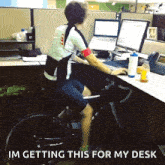 programmer on bike desk under