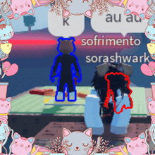 a drawing of a person with a speech bubble saying k au au sofrimento sorashwark