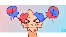 a drawing of a person with two balloons on their head and the word kyo on the bottom