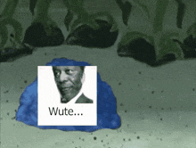a picture of a man in a suit with the words wute on it