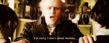 a man says i 'm sorry i do n't speak monkey