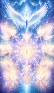 a painting of angels and a circle that says ' nirvana ' on it