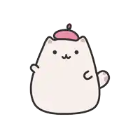 a drawing of a cat wearing a pink beret