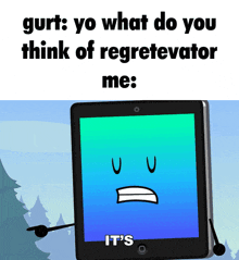 a cartoon character with a sad face says it 's it 's