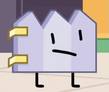 a cartoon character with a sad face and a l on its legs