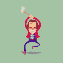 a cartoon of a man holding an axe in his hand