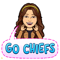 a cartoon of a woman with a speech bubble saying go chiefs