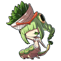 a cartoon drawing of a girl with green hair and a bandage on her head