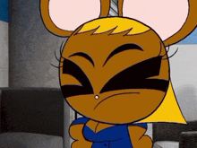 a close up of a cartoon character making a angry face