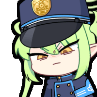 a cartoon drawing of a police officer with a badge on her hat