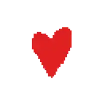a pixel art of two broken red hearts on a white background