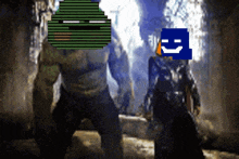 a pixelated image of a man with a smiley face