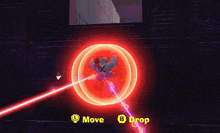 a screenshot of a video game with the move and drop buttons