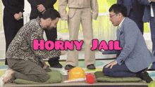 horny jail is written in pink on a picture