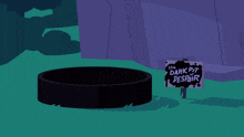 a sign that says " the dark pit despair " is next to a basketball