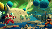 goku and cooler are fighting in a video game scene