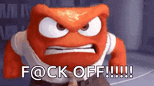 a cartoon character with an angry face and the words `` f @ ck off !!! ''