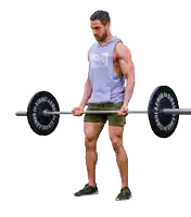 a man lifting a barbell with a shirt that says beast