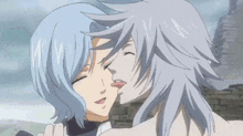 a couple of anime characters kissing each other