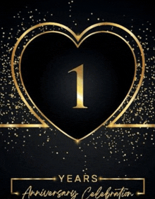 a black background with a gold heart with the number 1 on it