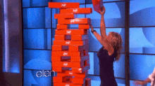 Ellen Funny GIF - Ellen Degeneres Jenga Push GIFs