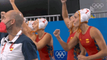 Cheering Spanish Womens Water Polo Team GIF