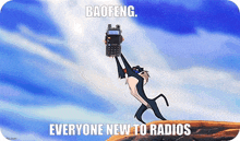 baofeng everyone new to radios poster with a monkey holding up a radio