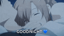 a cartoon of a girl sleeping with the words goodnight written above her