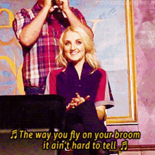 it aint hard to tell the way you fly on your broom smiling evanna lynch