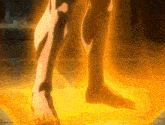 a person 's feet are shown in a cartoon with a yellow background