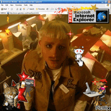 a screen shot of serenity 's waves microsoft internet explorer shows a woman with a mustache