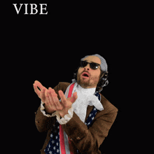 a poster with a man in a costume and the words trying to catch a vibe