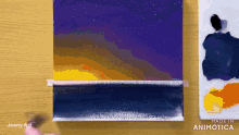 a painting of a sunset is made in animatica