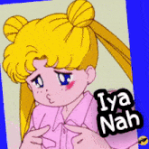 a cartoon of a girl with the words iya nah on it