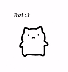 a drawing of a cat holding a heart with the name rai written below it