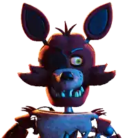 five nights at freddy 's foxy is a cartoon character with a green eye