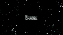 a logo for the university of limerick with a lot of lights coming out of it