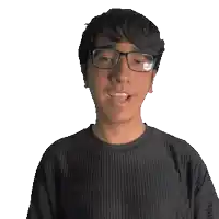 a man wearing glasses and a black shirt with the name bradley on it