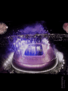 stadium fireworks skyline arena lights