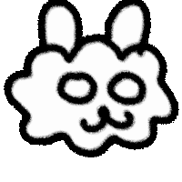 a black and white drawing of a cloud with a face and a bow .