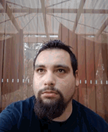 a man with a beard is taking a selfie