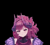 a girl with horns on her head and a purple outfit