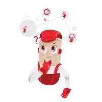 a cartoon drawing of a man with a question mark on his head