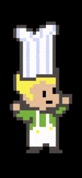a pixel art of a chef with a white hat
