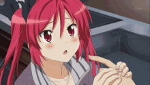 redhead girl anime lick finger emi yusa