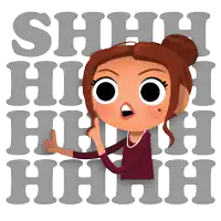 an illustration of a girl with the words shh hhh hhh on the background