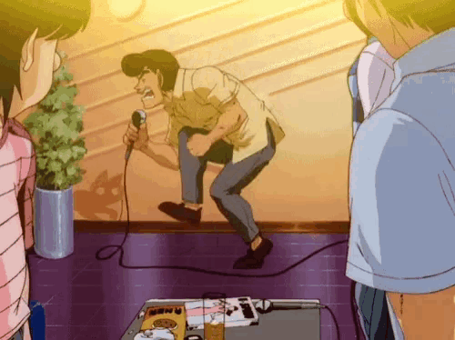 Anime characters singing karaoke on Craiyon