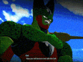 a pixelated image of cell from dragon ball z